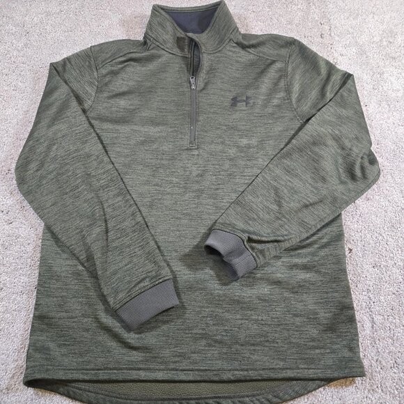 Under Armour‎ Coldgear 1/4 Zip Pullover Sweater Men's Medium Green Athletic - Picture 2 of 11